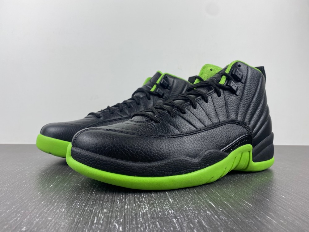 (free shipping)Air Jordan 12 Black Neon Green