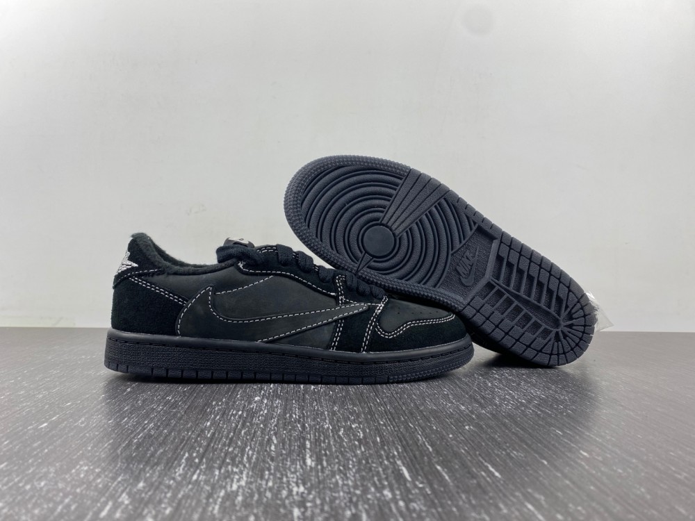 (free shipping)kid shoe (PS) Travis Scott x Air Jordan 1 Low OG SP 'Black Phantom'